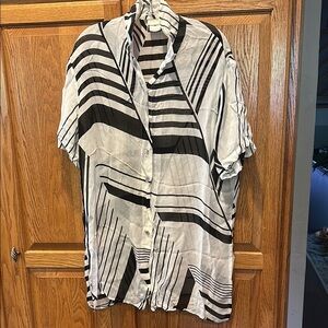 Black and White Striped Men's Shirt